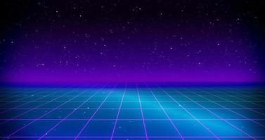 Retro style 80s Sci-Fi Background Futuristic with laser grid landscape. photo