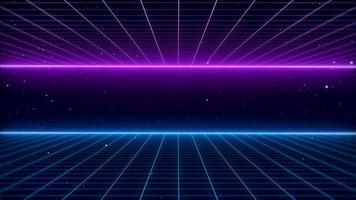 Retro style 80s Sci-Fi Background Futuristic with laser grid landscape. Digital cyber surface style of the 1980s. photo