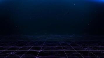 Retro style 80s Sci-Fi Background Futuristic with laser grid landscape. Digital cyber surface style of the 1980s. photo