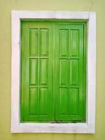classic bright green wooden window