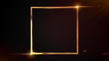 Gold metal glitter and shiny frame on black background photo