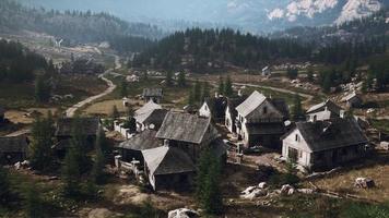 famous mountain village located next to mountain of Austrian alps photo