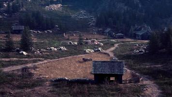 View on old Italian village in the Apennines mountains photo