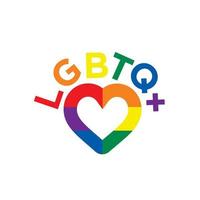 Lgbtq colors with heart, title.Lgbtq color design, vector illustration. Gay, lesbian, bisexual, homosexual, transgender people concepts.