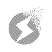 Electric sign fast pixel dots icon. The flash and lightning pixel are flat-to-solid. Dissolved and dispersed moving dot art. Integrative and integrative pixel movement. Connecting modern dots. vector