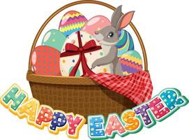 Happy Easter design with bunny in basket vector