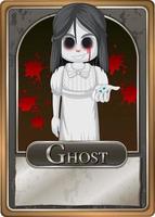 Ghost girl character game card template vector