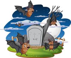 Group of bats in forest at night vector