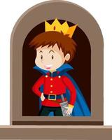 Fantasy knight character by the window on white background vector