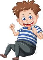 A boy laughing cartoon character on white background vector