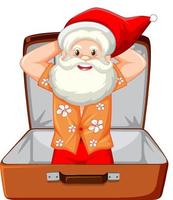 Christmas theme with Santa in a luggage on white background vector