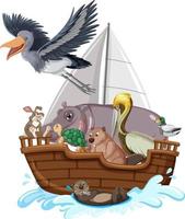 Many animals on the boat vector