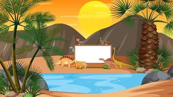 Board template with dinosaurs in the forest vector