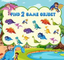 Find object game template of dinosaur vector