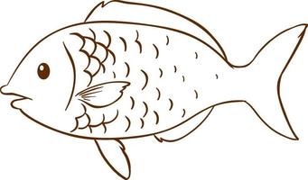 Fish in doodle simple style on white background vector