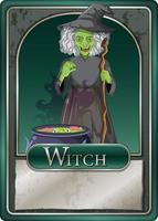 Old witch character game card template vector