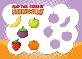 encuentra la plantilla correcta del juego de sombras de frutas vector