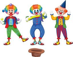 Set of clown performing cartoon character vector