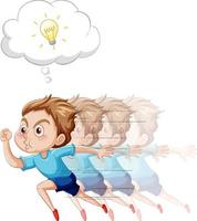 A  boy running and thinking on white background vector