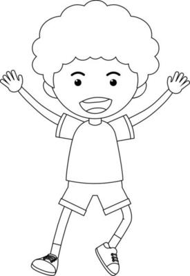 A boy black and white doodle character