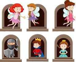 A set of Fantasy character by the window on white background vector