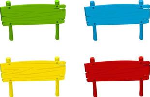 conjunto de carteles de madera en diferentes colores vector