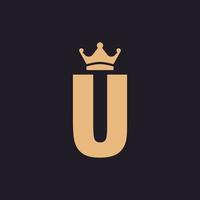 lujo vintage inicial letra u trono con corona clásica etiqueta premium inspiración para el diseño del logotipo