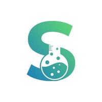 Letter S with Abstract lab logo. Usable for Business, Science, Healthcare, Medical, Laboratory, Chemical and Nature Logos. vector