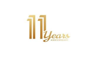 11 Year Anniversary Celebration with Handwriting Golden Color for Celebration Event, Wedding, Greeting card, and Invitation Isolated on White Background vector