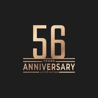 56 Year Anniversary Celebration with Thin Number Shape Golden Color for Celebration Event, Wedding, Greeting card, and Invitation Isolated on Dark Background vector