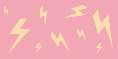 Poster with lightning on a pink background in a flat style. vector