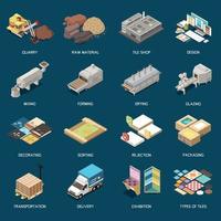 Ceramic Tile Production Isometric Set vector