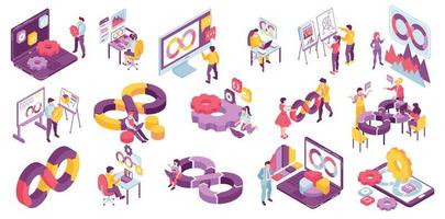 Devops Isometric Set vector