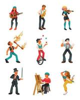 conjunto de artistas callejeros vector