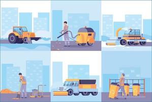 City Cleaning Flat Compositions vector