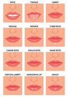 Facial Piercing Flat Infographics vector