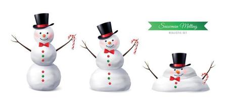 Snowman melting realistic vector