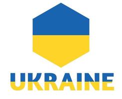 Ukraine Flag Emblem Symbol Design With Name National Europe Vector Illustration