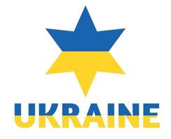 Ukraine Flag Emblem Symbol With Name National Europe Vector Illustration