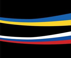 Ukraine And Russia Ribbon Flags Emblem National Europe Vector Abstract