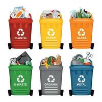 Plastic Garbage Containers Set vector