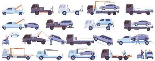 Tow Truck Flat Set vector