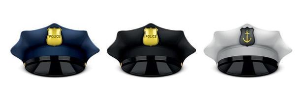 conjunto de sombrero de oficial de policía vector