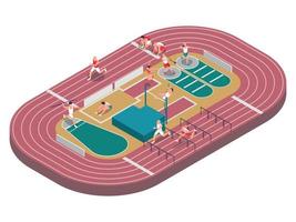 Running Athletes Stadium Composition vector