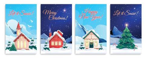 colección de tarjetas de casas de navidad vector