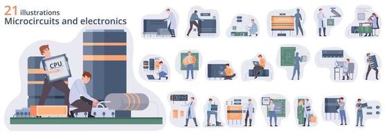 conjunto de composición de microchips vector