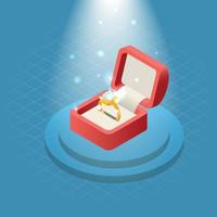 Jewelry Ring Gift On Podium Isometric Composition vector