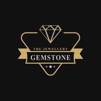 Vintage Retro Badge for Luxury Line art Diamond Gem Jewelry Logo Emblem Design Symbol vector