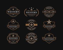 Set of Vintage Retro Badge for Western Country Emblem Texas Logo Design Template Element vector