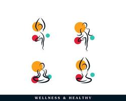 Colorful Fitness and Wellness Line Style Vector Logo Design Template Element